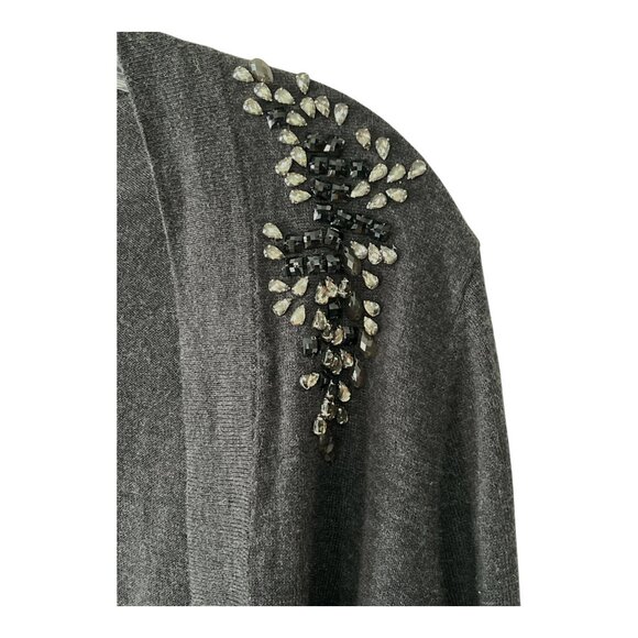 GAP Women’s Embellished Shoulder Cardigan – Charcoal Gray Silk Blend – Size M - Picture 3 of 6